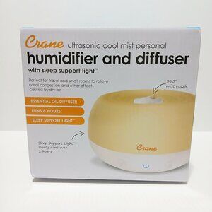 Crane Ultrasonic Cool Mist Personal Humidifier & Essential Oil Diffuser w/ Light